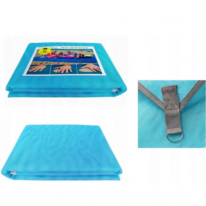 Плажна постелка без пясък XXL  двуслойна мрежа, водоустойчива, лека и