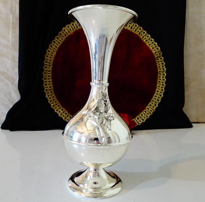 Посребрена ваза, гарафа, птица, печат Pantazelos.