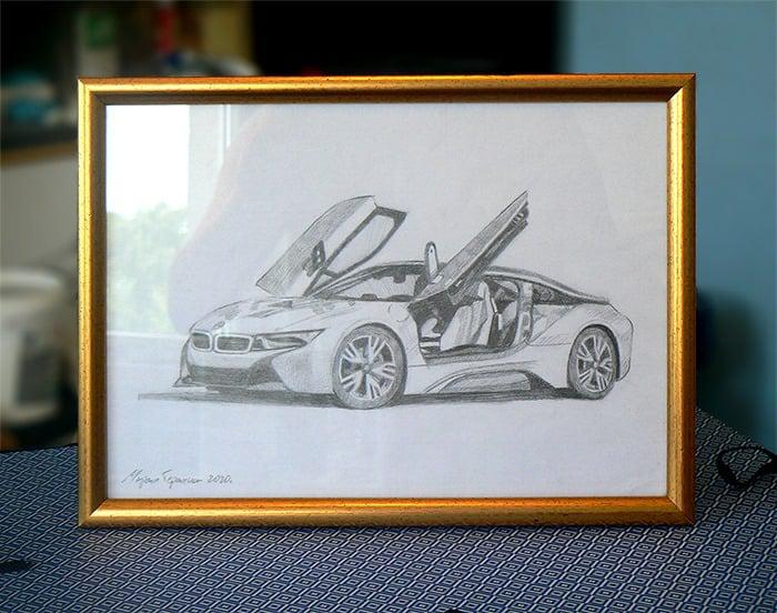 Рисунка на BMW i8.