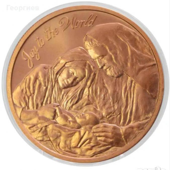 1oz медно кръгло кюлче Рождество Христово -99.9 %чиста мед