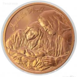 1oz медно кръгло кюлче Рождество Христово -99.9 %чиста мед