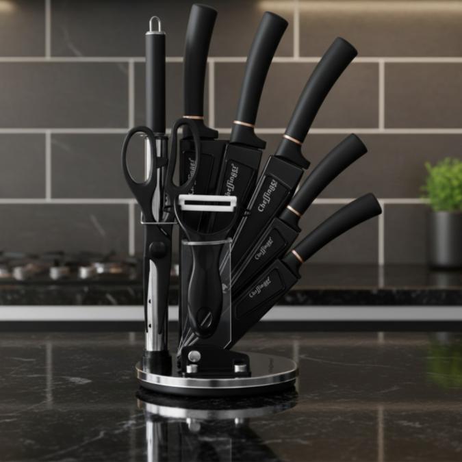 Комплект уреди за рязане Cheffinger  9 части с мраморно покритие, сто