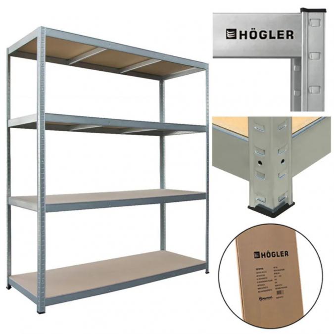 Метален гаражен стелаж H Gler 180x160x60 см  4 рафта, до 1200 кг, поц
