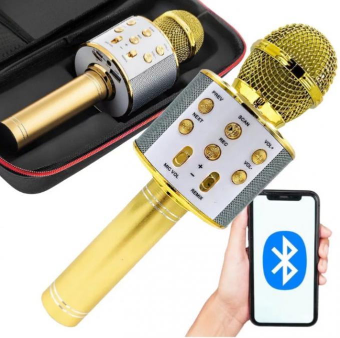 Безжичен микрофон с Bluetooth, FM радио - Сребрист, Златист или Черен