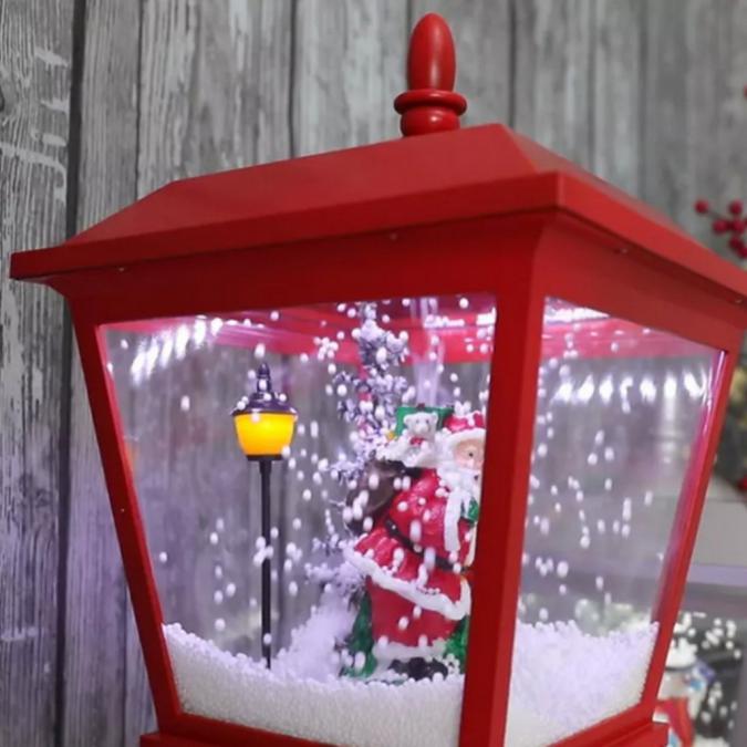 Декоративна коледна лампа с Дядо Коледа, падащ сняг и мелодии
