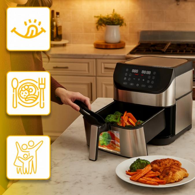 Фритюрник с горещ въздух XXL - 8 литра, 1800 W и 12 програми