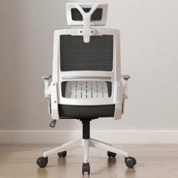 Ергономичен офис стол с лумбална опора  Бял, до 250 кг, регулируем