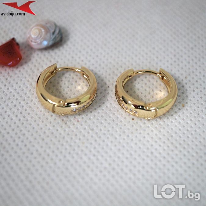 Обеци с 14K златно покритие с цирконий