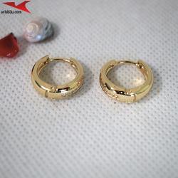 Обеци с 14K златно покритие с цирконий