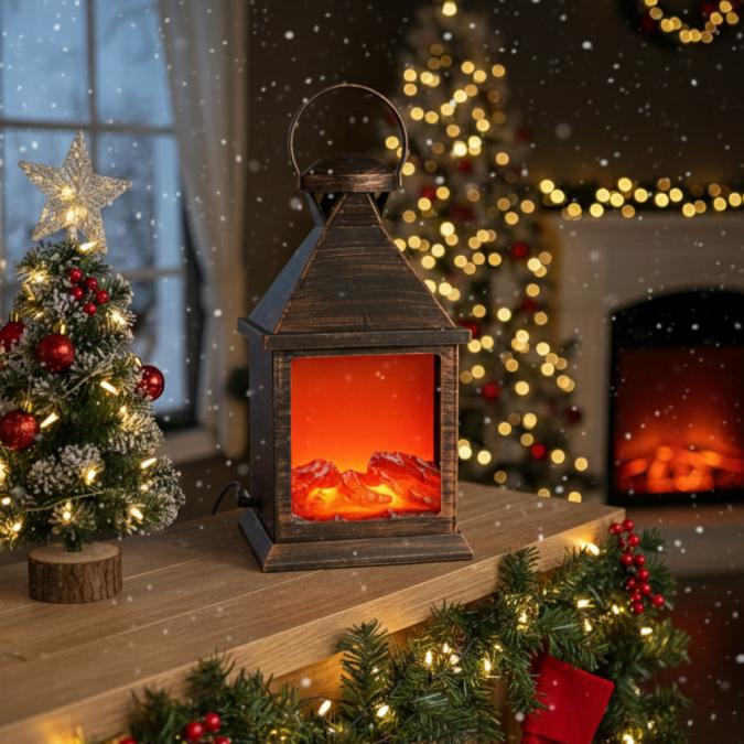 LED Камина-фенер с ефект на тлеещи въглени