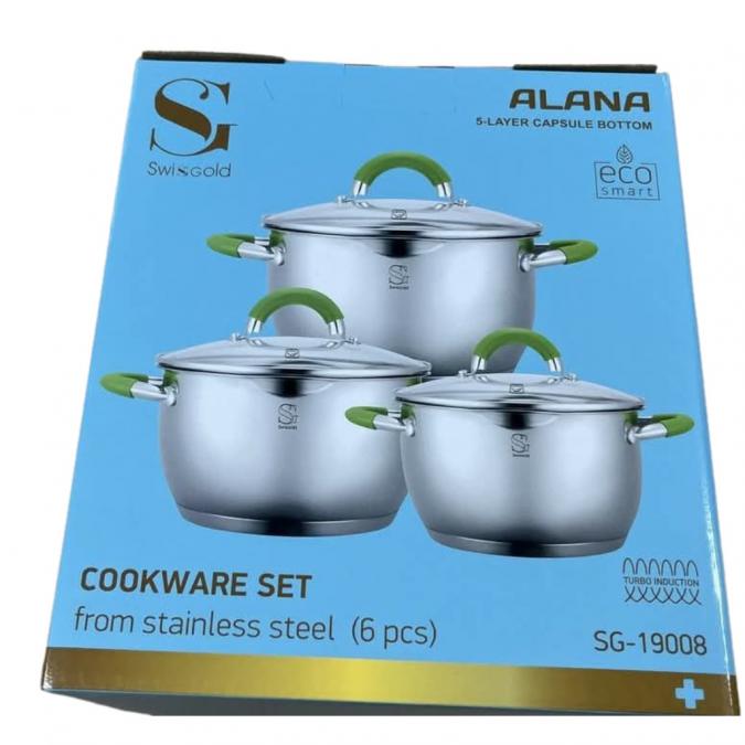 Комплект тенджери Swissgold Alana  3 броя с капак от неръждаема стома