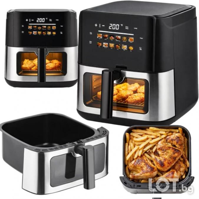 Фритюрник с горещ въздух 8L, 1700w, 12 програми, сензорно управление и