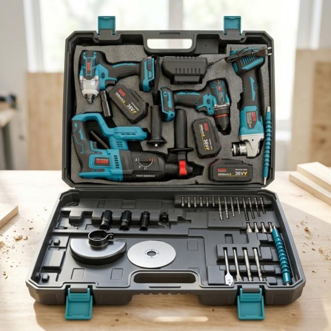 Комплект акумулаторни инструменти Boxer Bx-187  4в1  3x5ah батерии