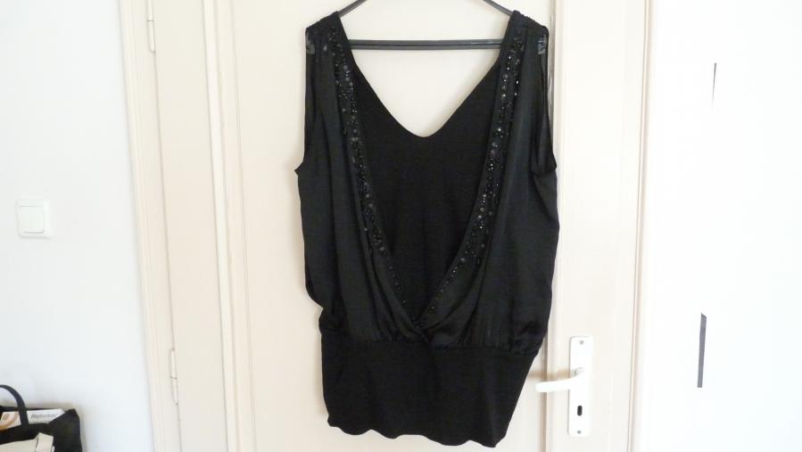 Дамска блуза - официална - черна с мъниста, размер 5ХL