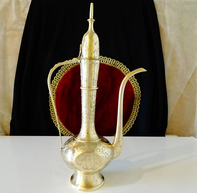 Бронзова кана за ракия, ибрик, Aftaba, 36 см., гравирана.