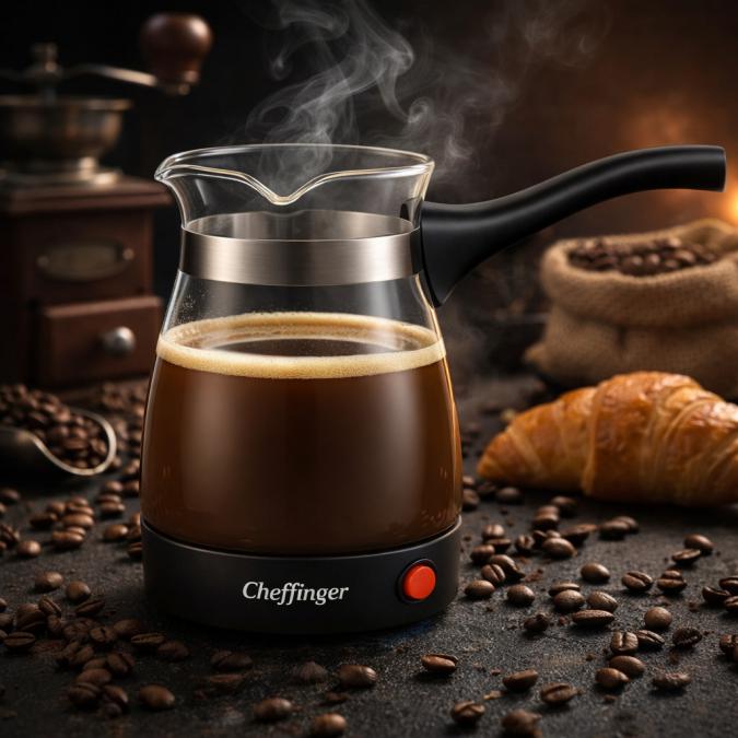 Кафеварка Cheffinger 0,5 л  стъклен съд, 650 W, бутон on OFF