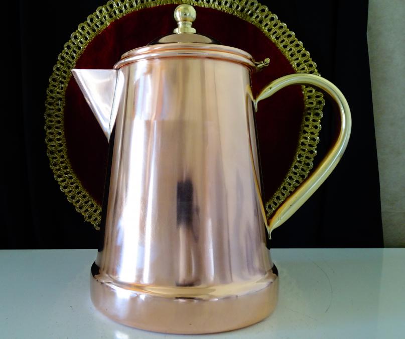 Медна кана с капак, меден чайник, чиста червена мед, печат.