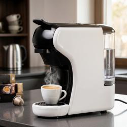 Еспресо машина с 5 адаптера и 9 вида капсули за кафе в бял цвят