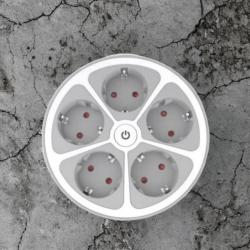 Кръгъл разклонител Muhler с ключ 5 гнезда, 1,5 метра