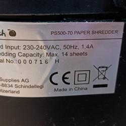 Шредер Peach Ps500-70, за хартия и карти за до 16 листа, 18 л кош
