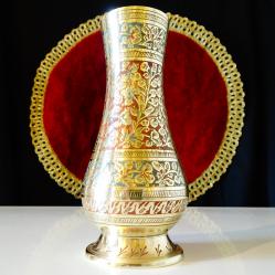 Бронзова ваза, цветен емайл, Британска Индия, маркирана.