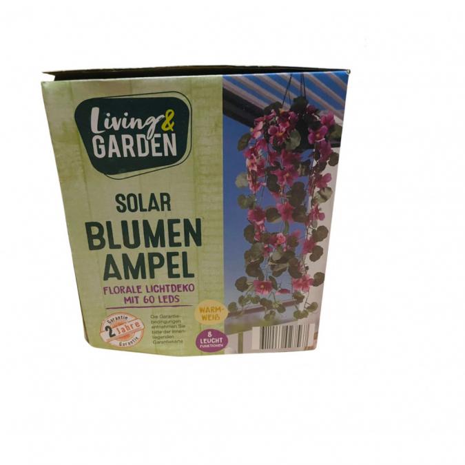 Соларна висяща саксия с LED осветление Living & Garden  60 Led, топло