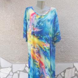 4XL 5XL Нова рокля в лазурни цветове