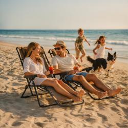 Сгъваем градински шезлонг с нулева гравитация и сенник  комфорт за пъ