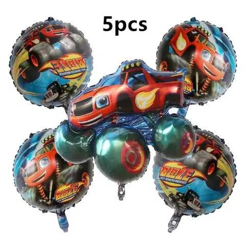 Фолиеви балони 5бр Пламъчко и машините Blaze Monster, уксара