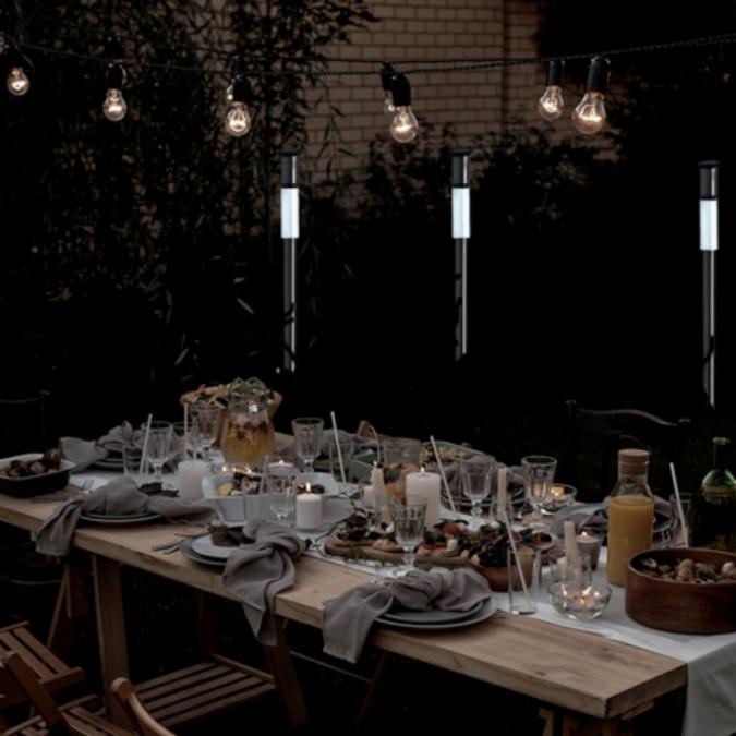 Комплект от 3 броя Led соларни лампи XL 57см - неръждаема стомана, сен