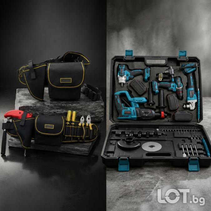 Комплект акумулаторни инструменти Boxer Bx-187 4в1  Подарък многофунк