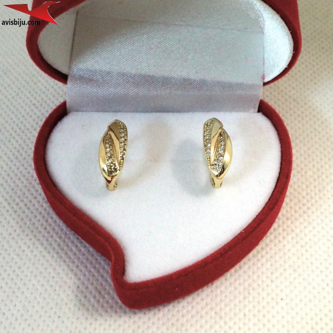 Обеци с 14К златно покритие и с цирконий