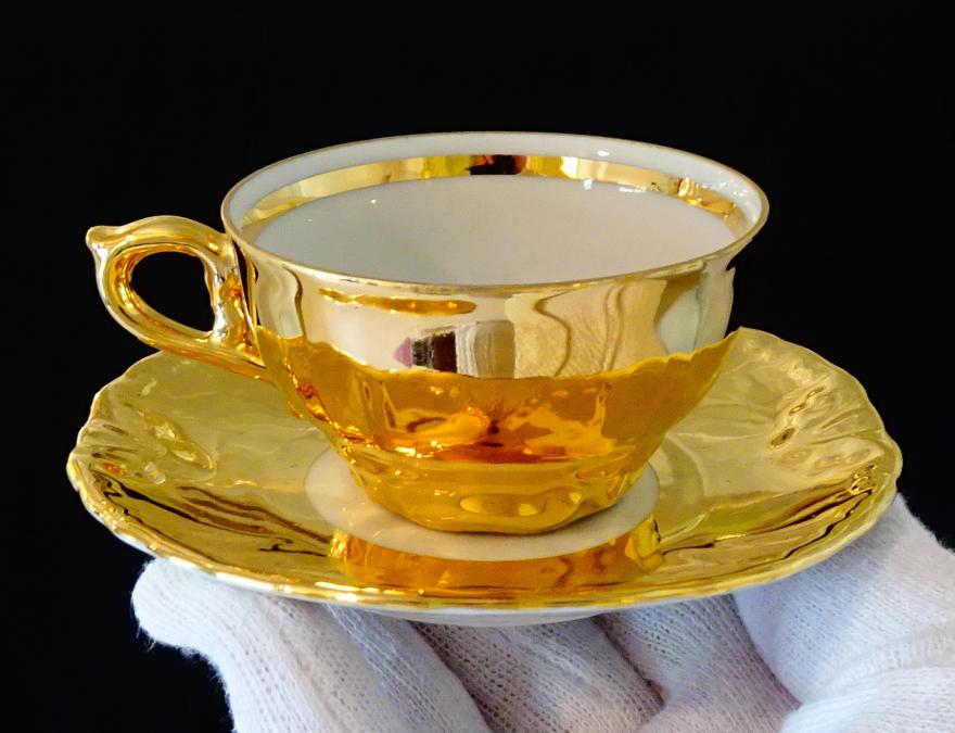 Чаша с чиния баварски порцелан 24K Gold.