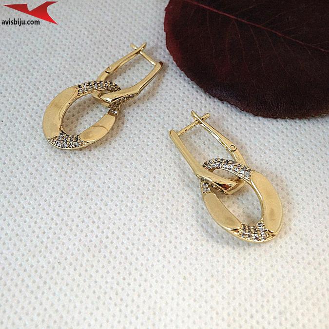 Обеци с 14К златно покритие и с цирконий