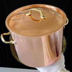 Медна тенджера 4.5 л., чиста червена мед, печат.