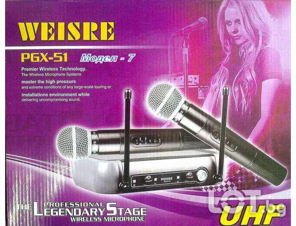 Комплект професионални безжични микрофони Weisre Pgx-51