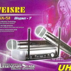 Комплект професионални безжични микрофони Weisre Pgx-51