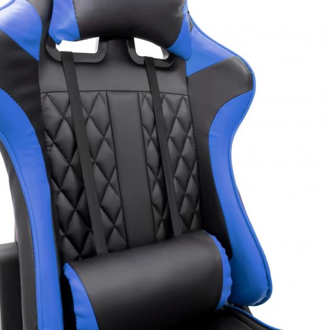 Геймърски стол за релакс с масаж и подложка за крака  син