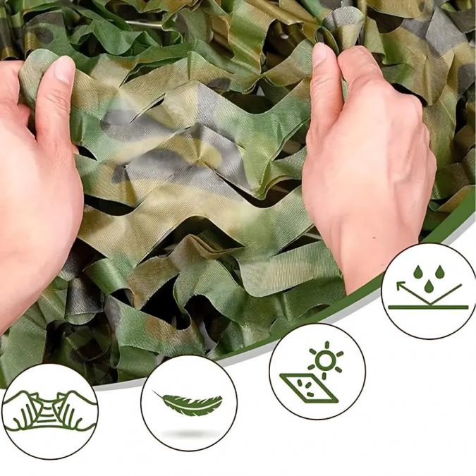 Военна камуфлажна мрежа 2x3 м, Oxford плат, за градина, лов и декораци