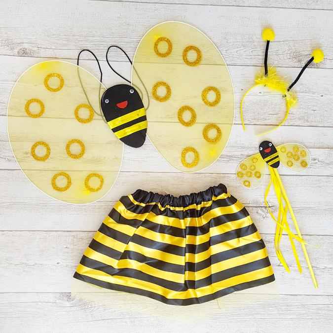 2878 Парти детски костюм Пчеличка сет от 4 части  пола криле пръчица