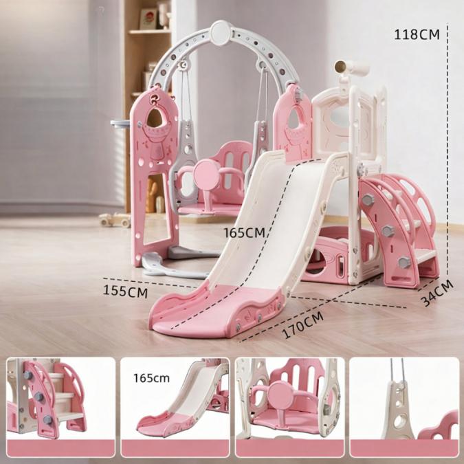 Детска пързалка с люлка 4 в 1  за дома и двора, стабилна и безопасна