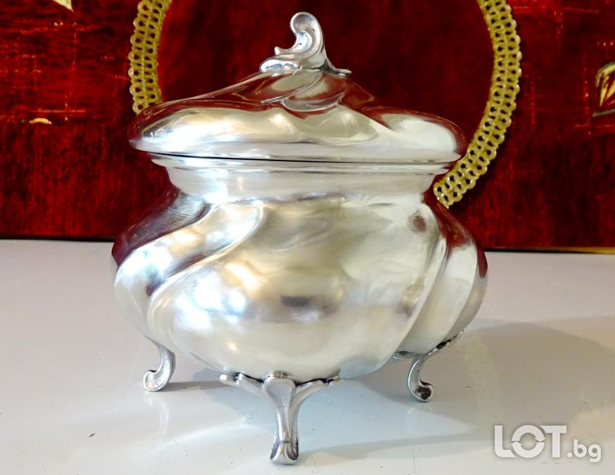Калаена захарница 500 мл., Art Nouveau, печат, калаена сватба.