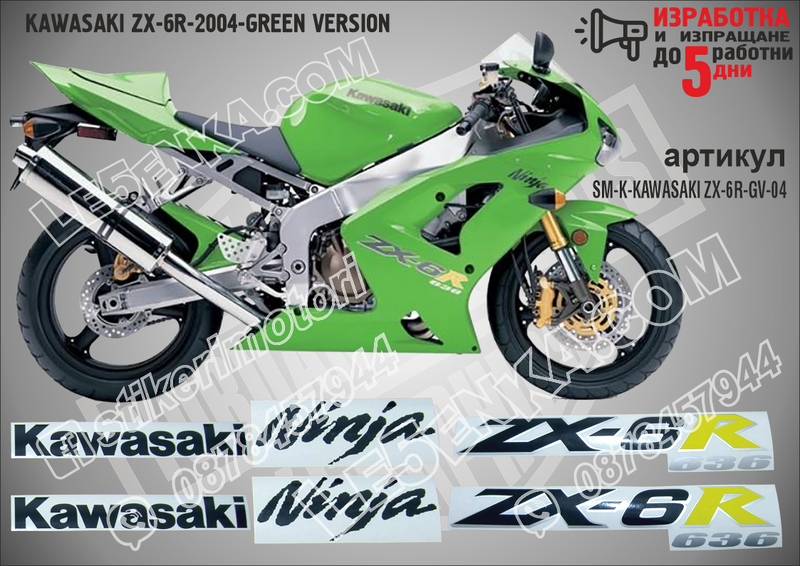 Kawasaki Zx-6r-2004-green Version