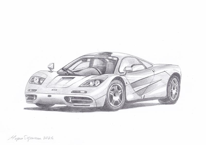 Рисунка на Mclaren f1. Молив.