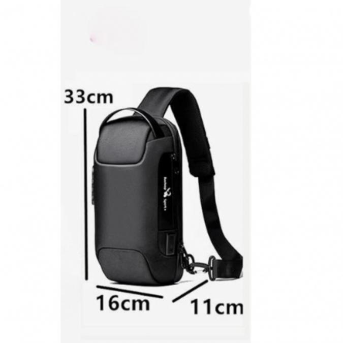 Мъжка чанта за през рамо Crossbody с USB зареждане, водоустойчива и с