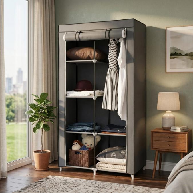 Сгъваем текстилен шкаф Xxl, органайзер за дрехи, дишащ материал