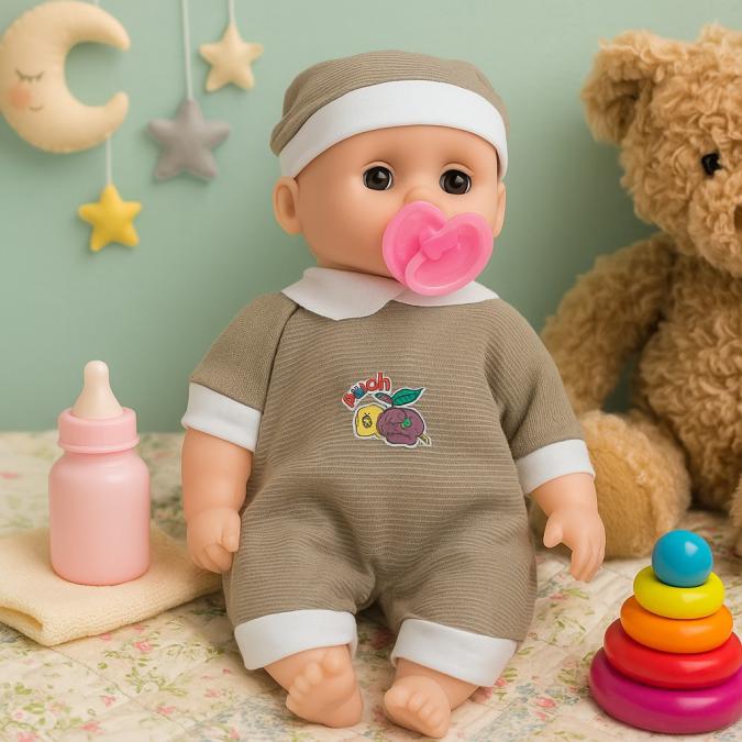 Кукла бебе с биберон  25 см звук и забавление