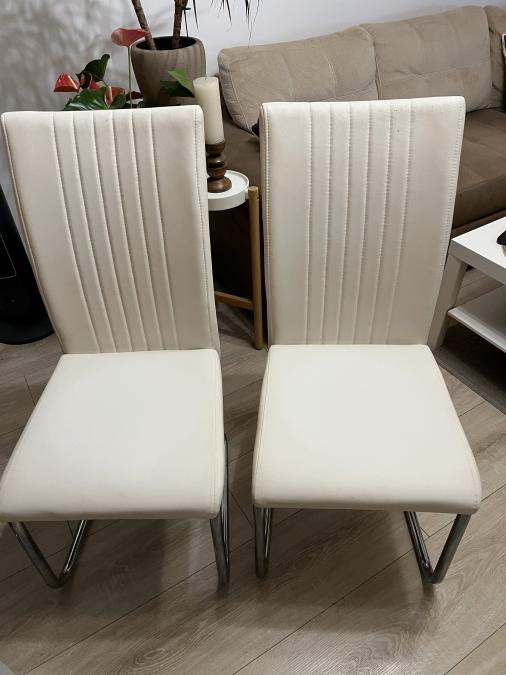 Бели кухненски столове - еко кожа - 6 бр.