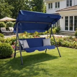 Градинска люлка A-type със сиви възглавници и поставки за чаши - елега