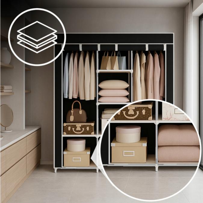 Сгъваем текстилен гардероб XXL 170x170x45 см  просторен, здрав и прак